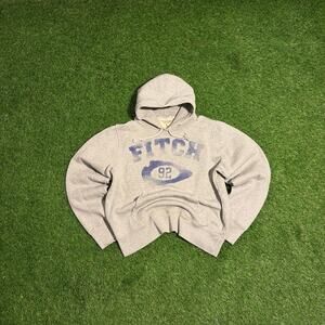 Abercrombie Fitch Hoodie Mens Large Gray Pullover Graphic Fleece Vintage